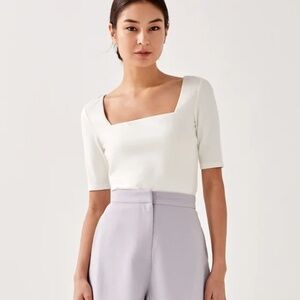 Love Bonito Tegan Fitted Square Neck Top- White